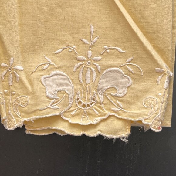 VTG Hand Towel Tea Towel Yellow Green Embroidered READ STAINS - Picture 3 of 11